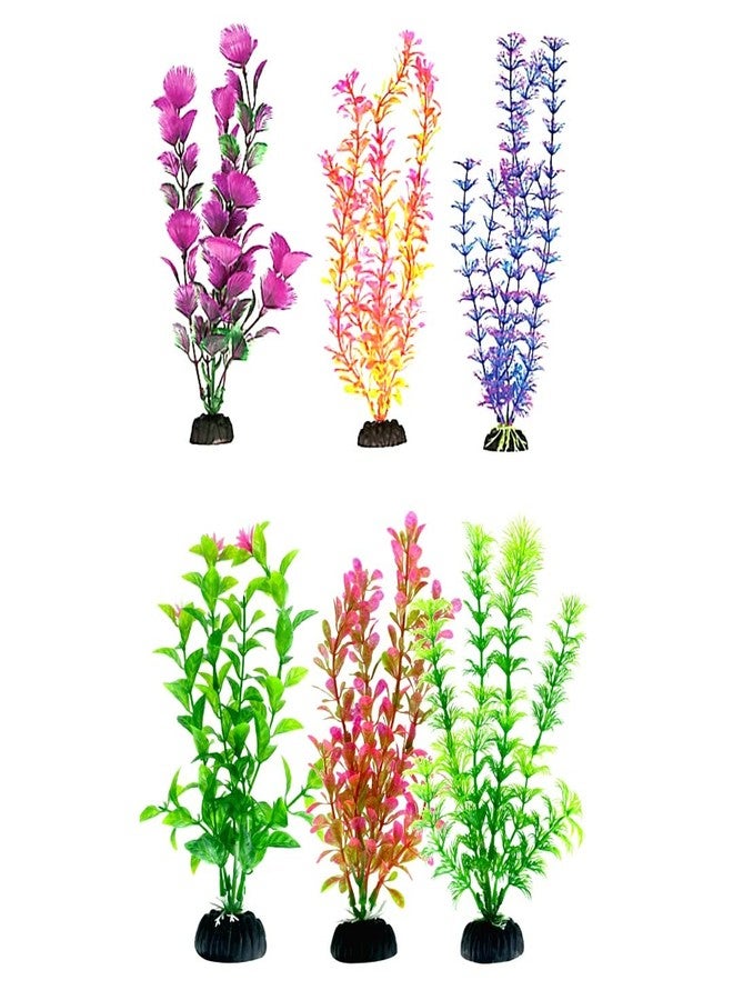 مجموعة نباتات زينة اصطناعية لأحواض السمك من VAYINATO®، 6 قطع، لون عشوائي، (9 بوصة) من Petzlifeworld - Image 1